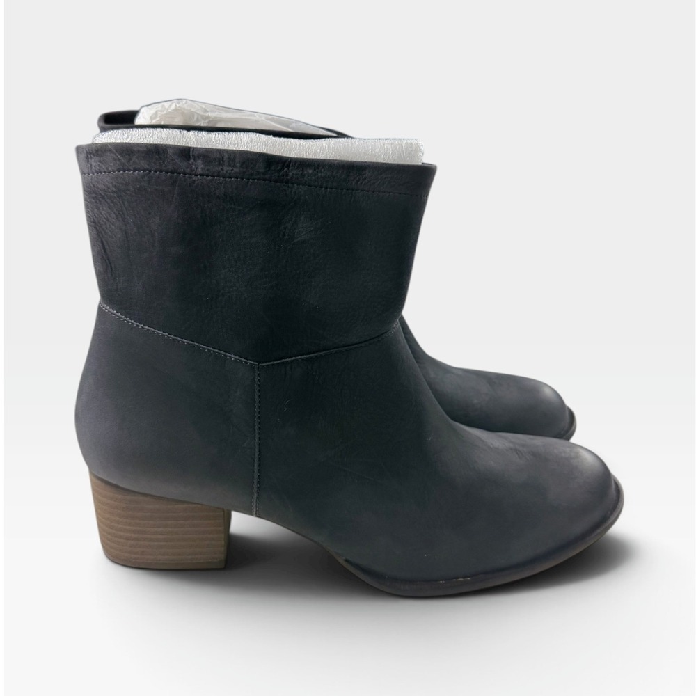 J. Jill Ankle Bootie Shelley Womens 11 Dark Charcoal Stacked Heel Leather New